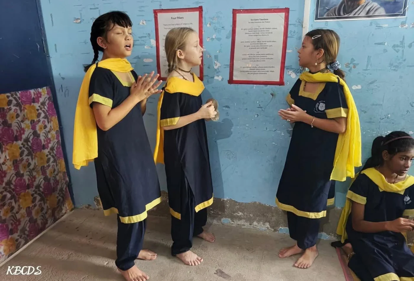 Students in a devotional school activity